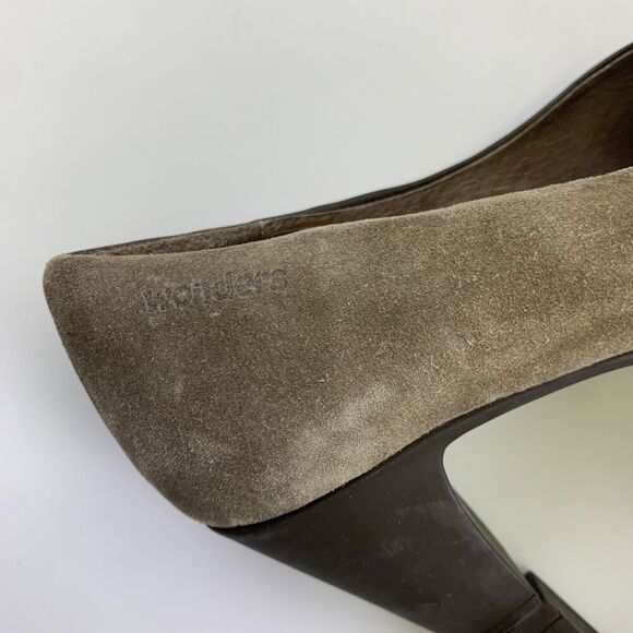 Wonders Leather Pump Slip On Brown Tan Suede Round Toe Block Heel Womens 38 7.5 - Picture 14 of 16